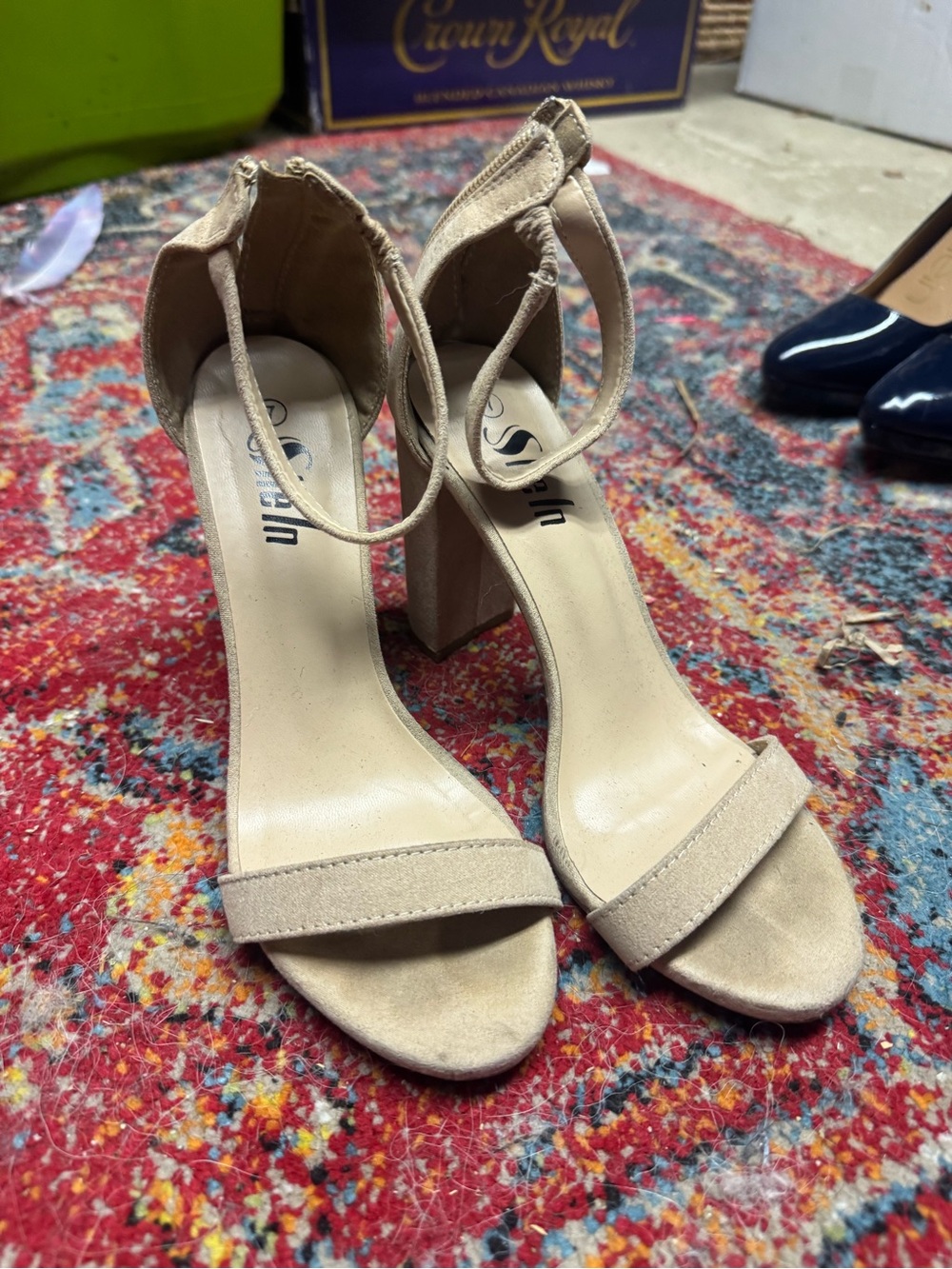 SHEIN Nude Ankle-Strap Block Heel Sandals
